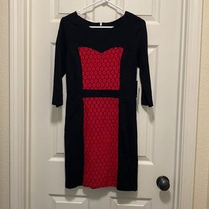 NWT. Black and Red 3/4 Length Sleeved Dress